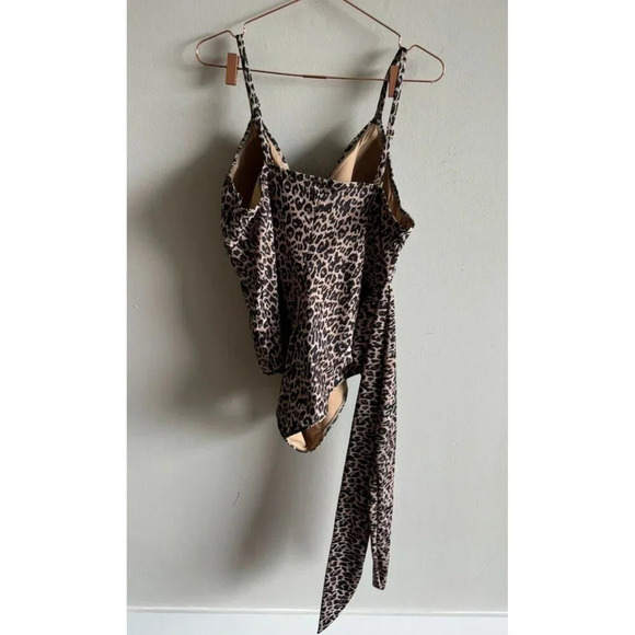 H&M Womens Leopard Shaping One Piece Swimsuit Bathingsuit Swimwear Brown Sz XL - Picture 3 of 8